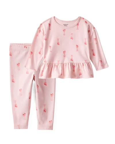 Toddler Girl 2-Piece Ballet Slippers Top & Ballerina Leggings Set - Pink