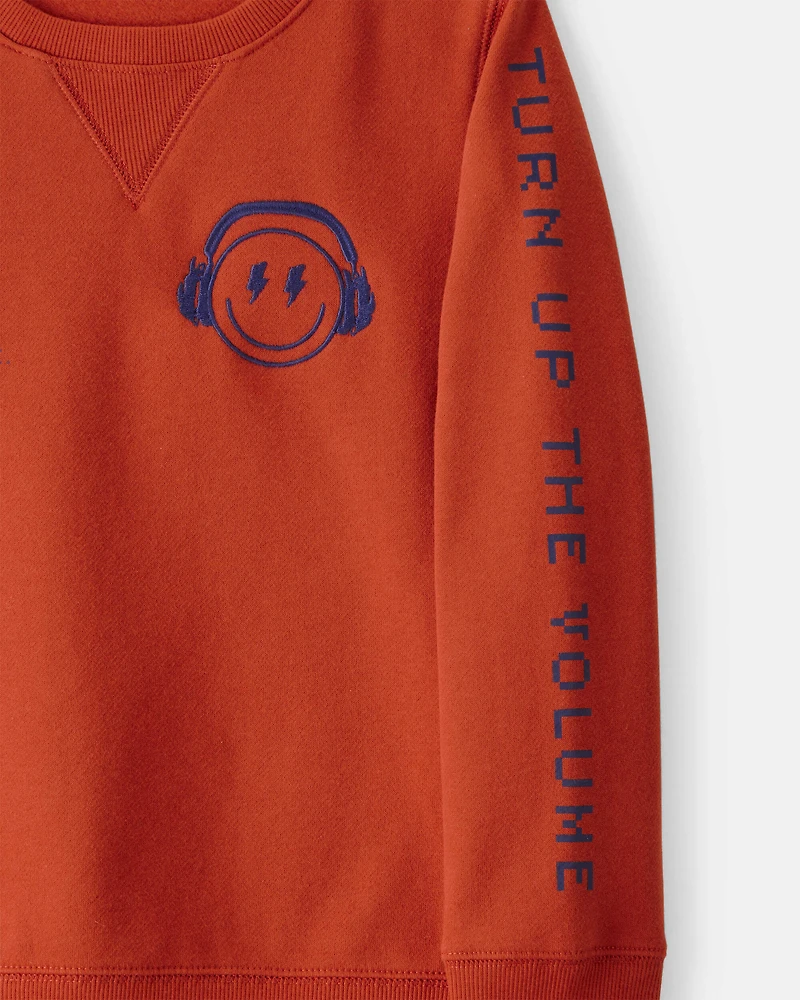 Boys Fleece Pullover Sweatshirt - Orange