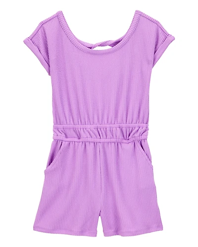 Kid Ribbed Textured Romper - Purple