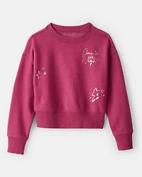 Girls Metallic Dance Pullover Sweatshirt - Red