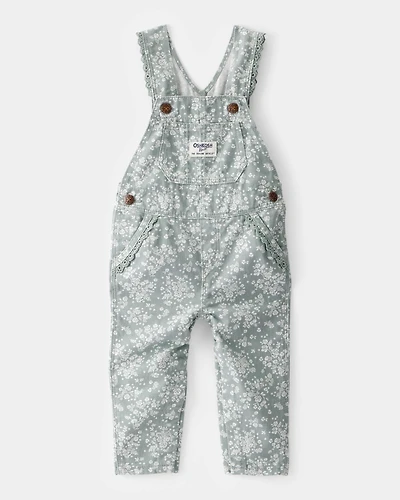 Baby Floral Print Overalls - Green