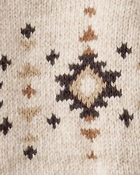 Baby Boy Southwestern Zip-Up Sweater - Ivory