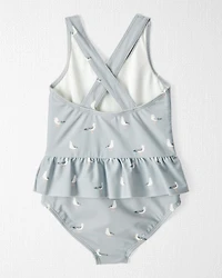 Toddler Girl Recycled Seagull-Print Swimsuit
