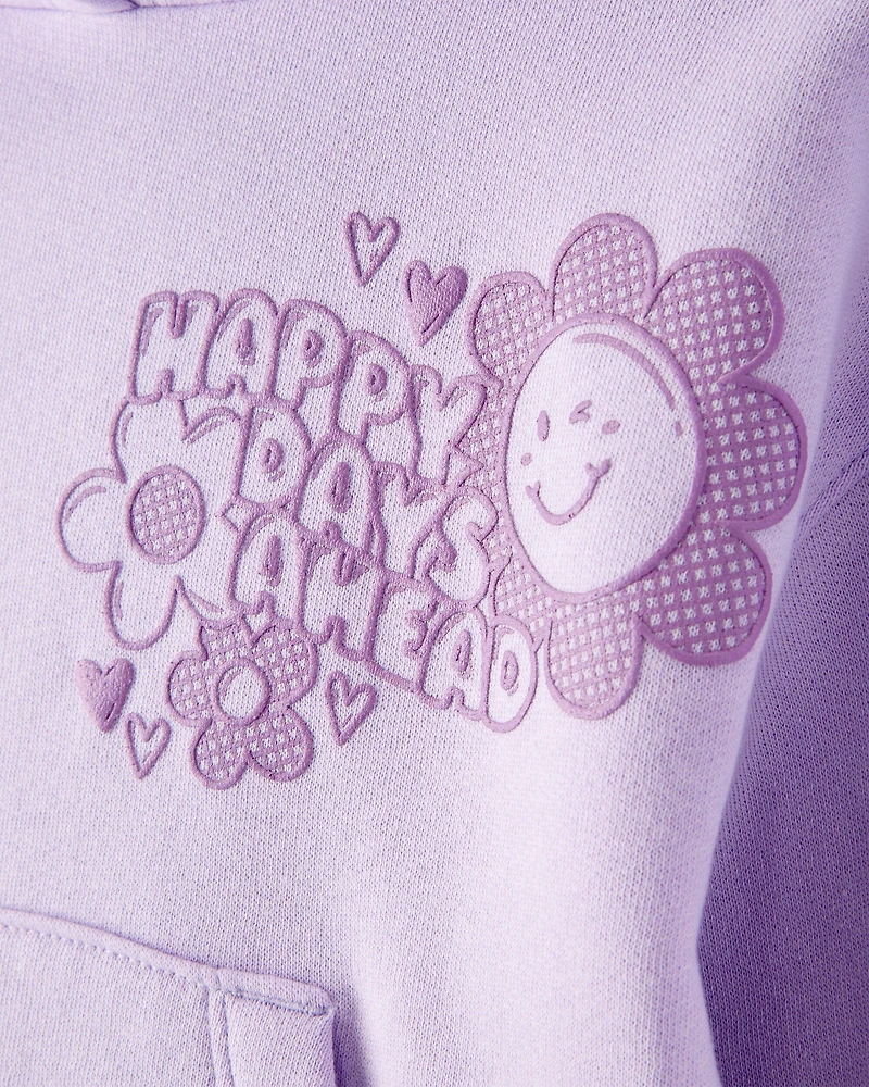 Toddler Girl 2-Piece Flower Graphic Long-Sleeve Hoodie & Pant Set - Purple