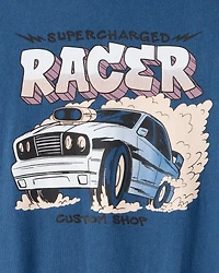 Boys Race Car Long-Sleeve Graphic Tee - Blue