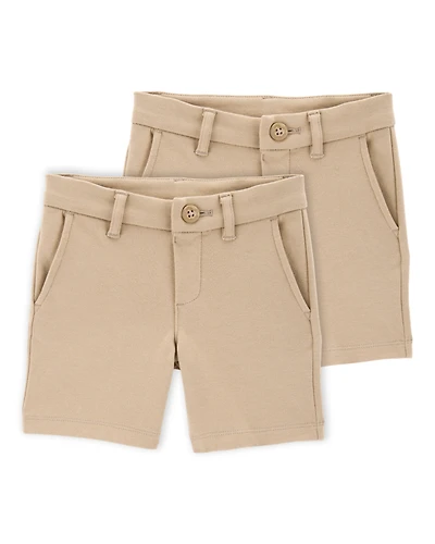 Toddler 2-Pack Ponte Knit Uniform Shorts - Khaki