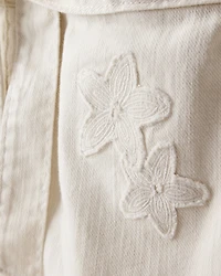 Toddler Girl Embroidered Cotton Long-Sleeve Dress - White