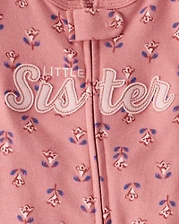 Baby Little Sister 2-Way Zip Cotton Sleep & Play Pajamas