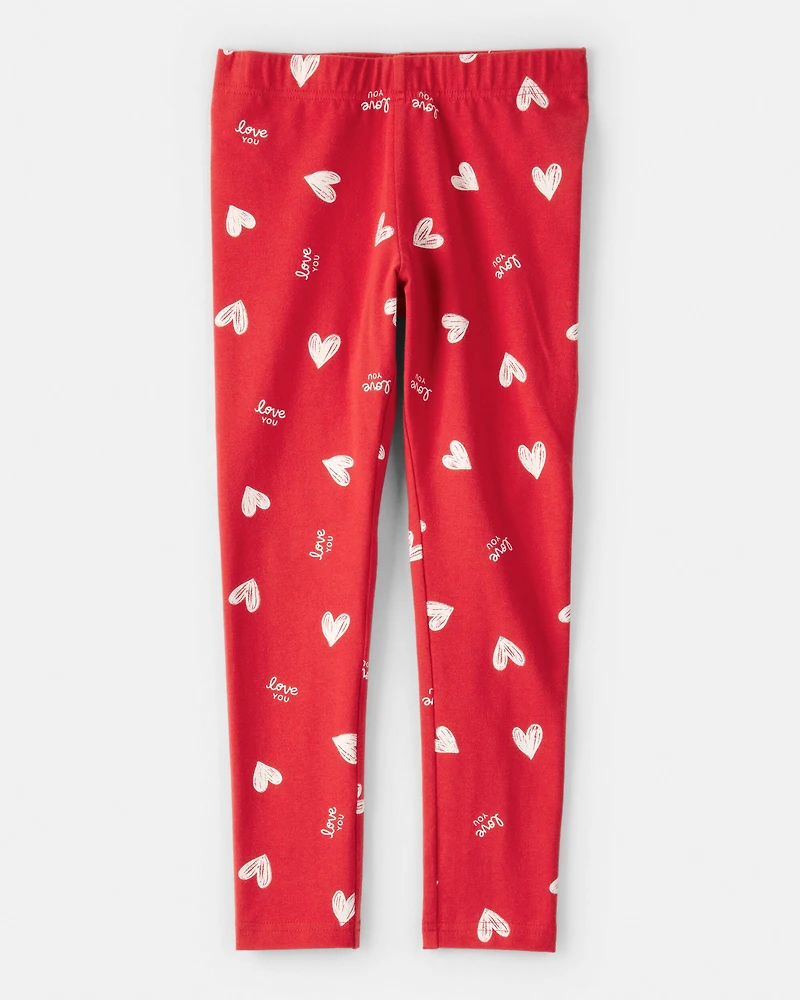 Girls Heart Pull-On Stretch Leggings