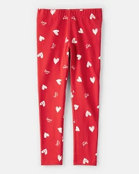 Girls Heart Pull-On Stretch Leggings