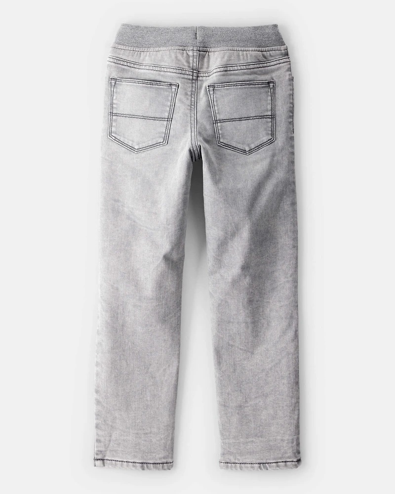 Boys Denim Pull-On Straight Jeans - Grey Wash