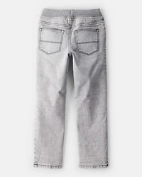 Boys Denim Pull-On Straight Jeans - Grey Wash
