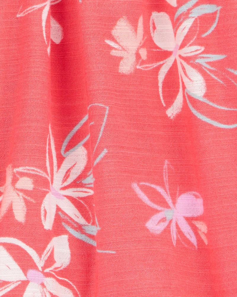 Kid Floral Linen Look-Alike Flowy Pull-On Shorts
