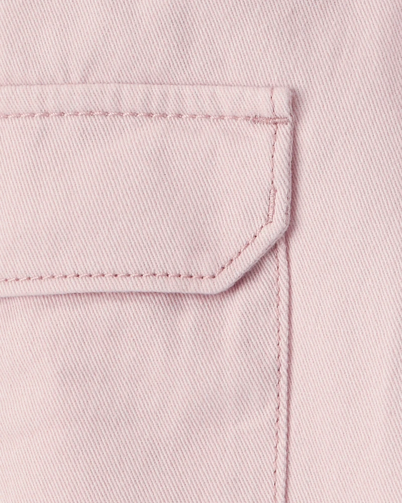 Toddler Girl Cotton Cargo Joggers - Pink