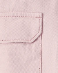 Toddler Girl Cotton Cargo Joggers - Pink