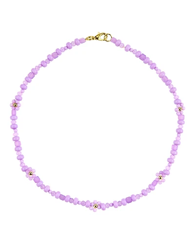 Kid 1-Piece Beaded Flower Necklace - Purple