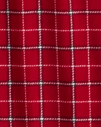 Boys Plaid Print Fleece Long-Sleeve Loose Fit 1-Piece Pajamas - Red