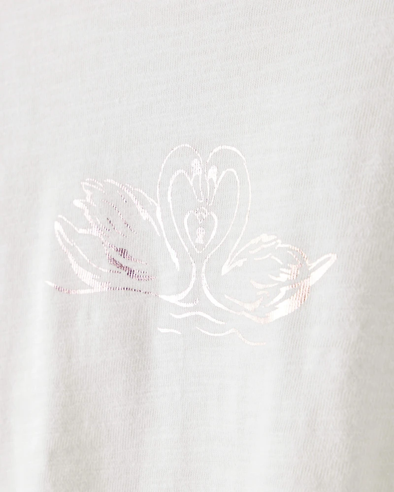 Girls Good Luck Charm Cotton Short-Sleeve Graphic Tee - White