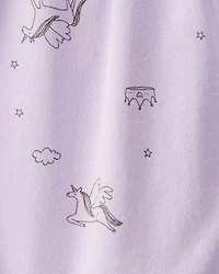 Baby Girl Unicorn Print Cotton Long-Sleeve Jumpsuit - Purple