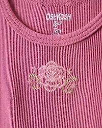 Toddler Girl Flower Cotton Short-Sleeve Top - Pink