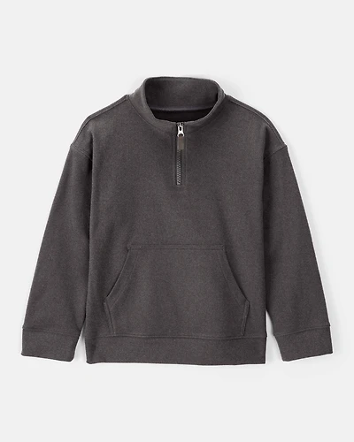 Boys Long-Sleeve Quarter-Zip Pullover Sweatshirt - Black