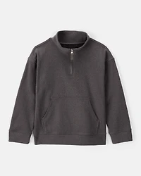 Boys Long-Sleeve Quarter-Zip Pullover Sweatshirt - Black