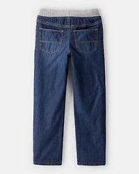 Boys Denim Pull-On Straight Jeans - Dark Wash