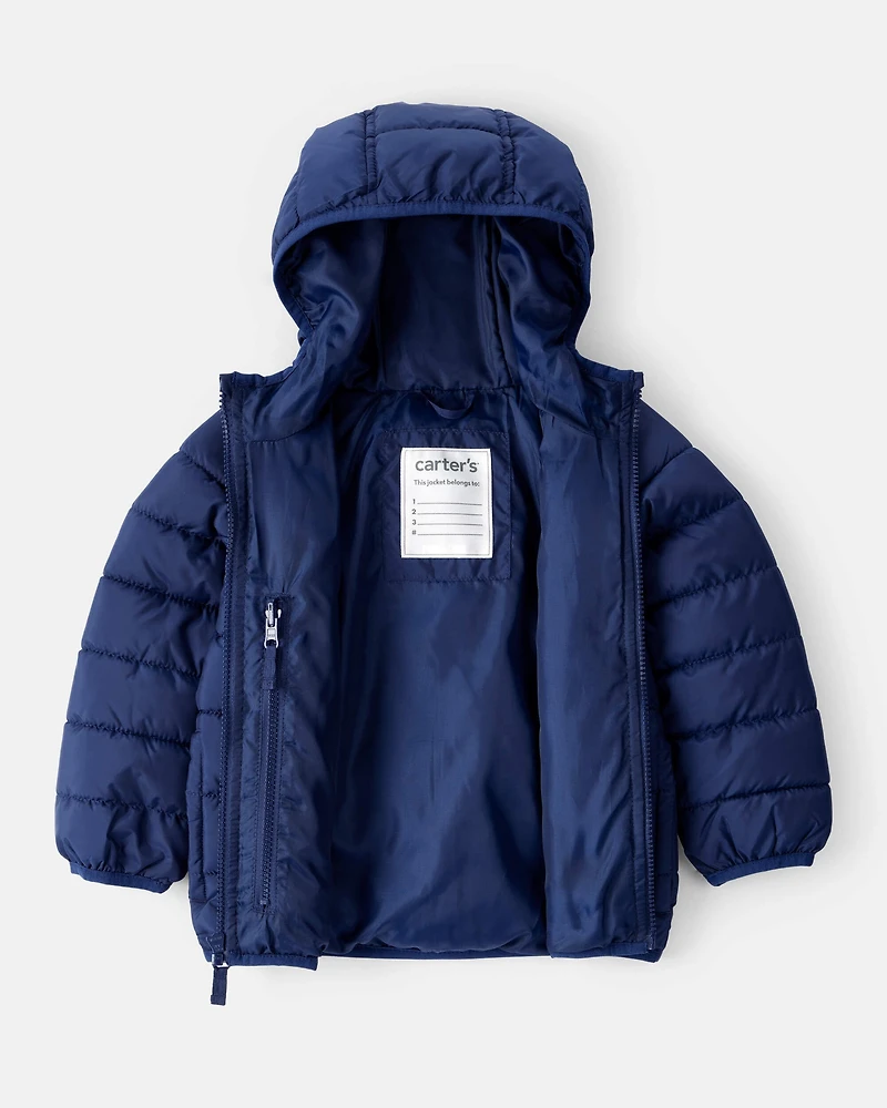 Toddler Packable Hooded Puffer Jacket - Navy Blue