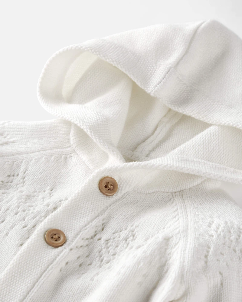 Baby Organic Cotton Sweater Knit Pointelle Jumpsuit