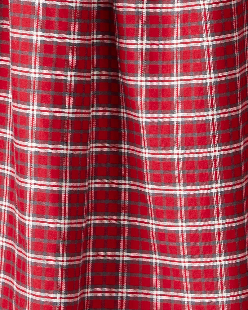 Toddler Girl Plaid Cotton Sleeveless Occasion Dress - Red