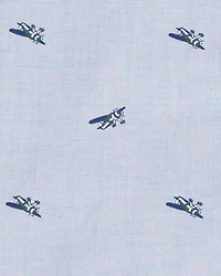 Toddler Airplane Print Long-Sleeve Button Down Shirt - Blue