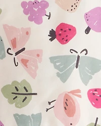 Toddler Girl Butterfly Fruit Print Cotton Long-Sleeve Tee & Pant Set - White