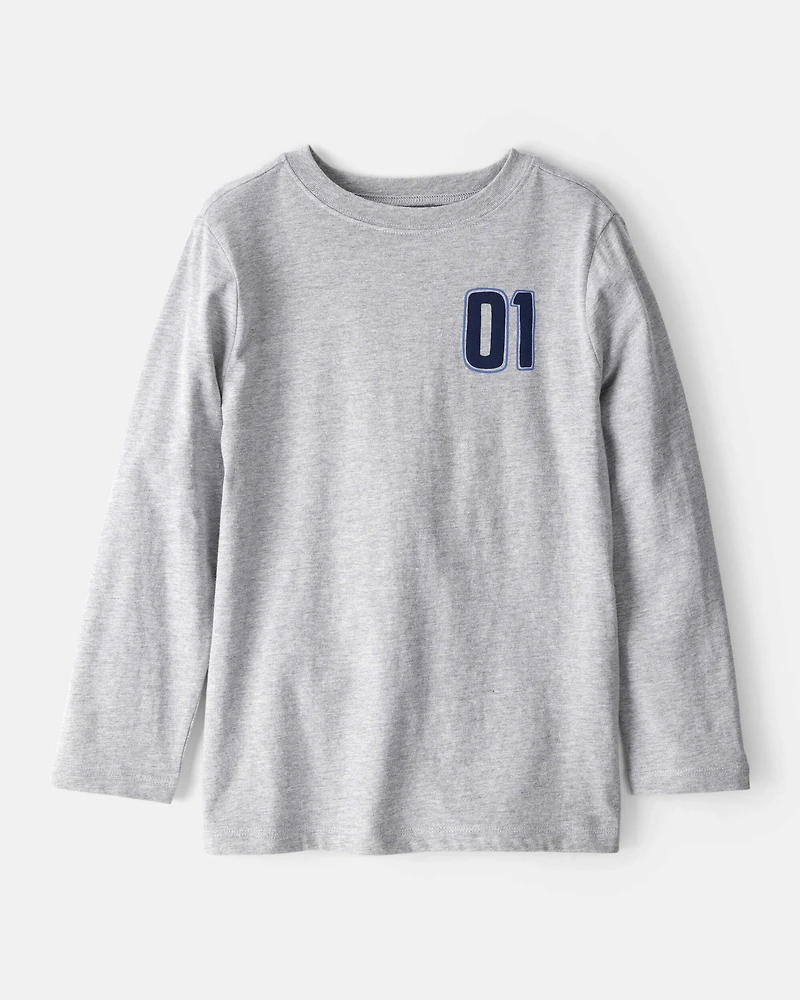 Boys Motorcycle Long-Sleeve Graphic Tee - Grey