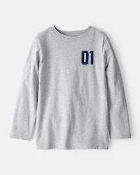 Boys Motorcycle Long-Sleeve Graphic Tee - Grey