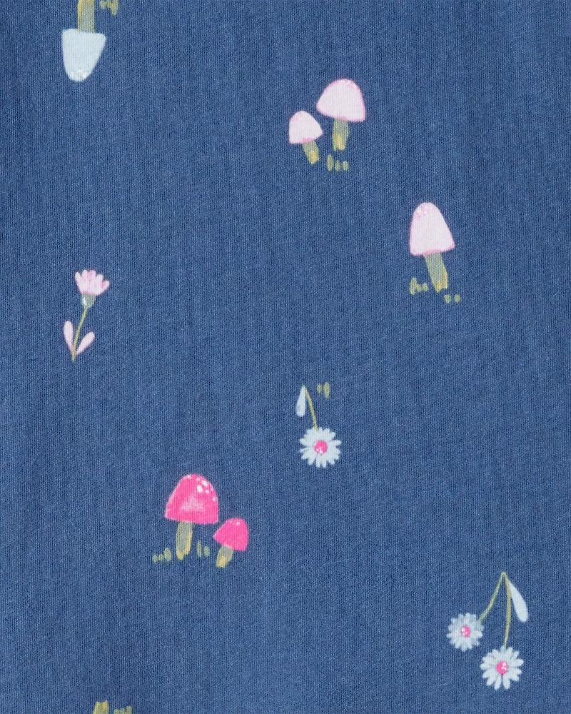 Toddler Girl Floral Cotton Long-Sleeve Top - Blue