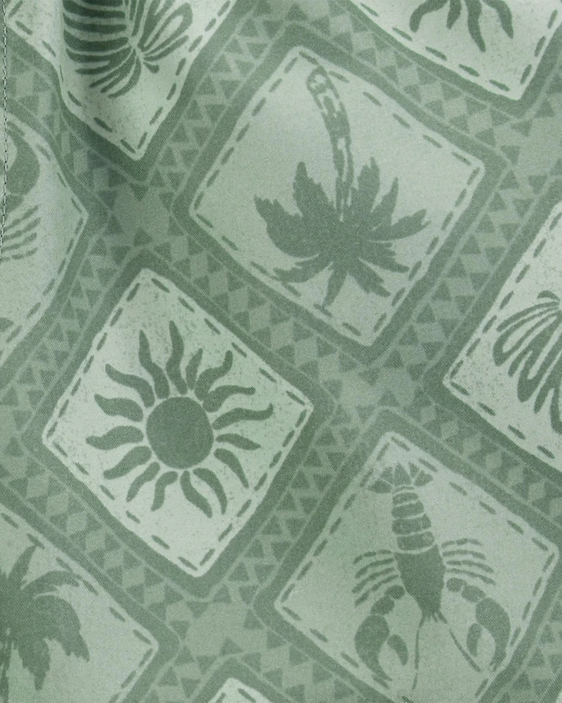 Toddler Boy Geometric Swim Trunks - Green