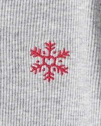 Baby Girl Snowflake Mock Neck Rib Top - Grey