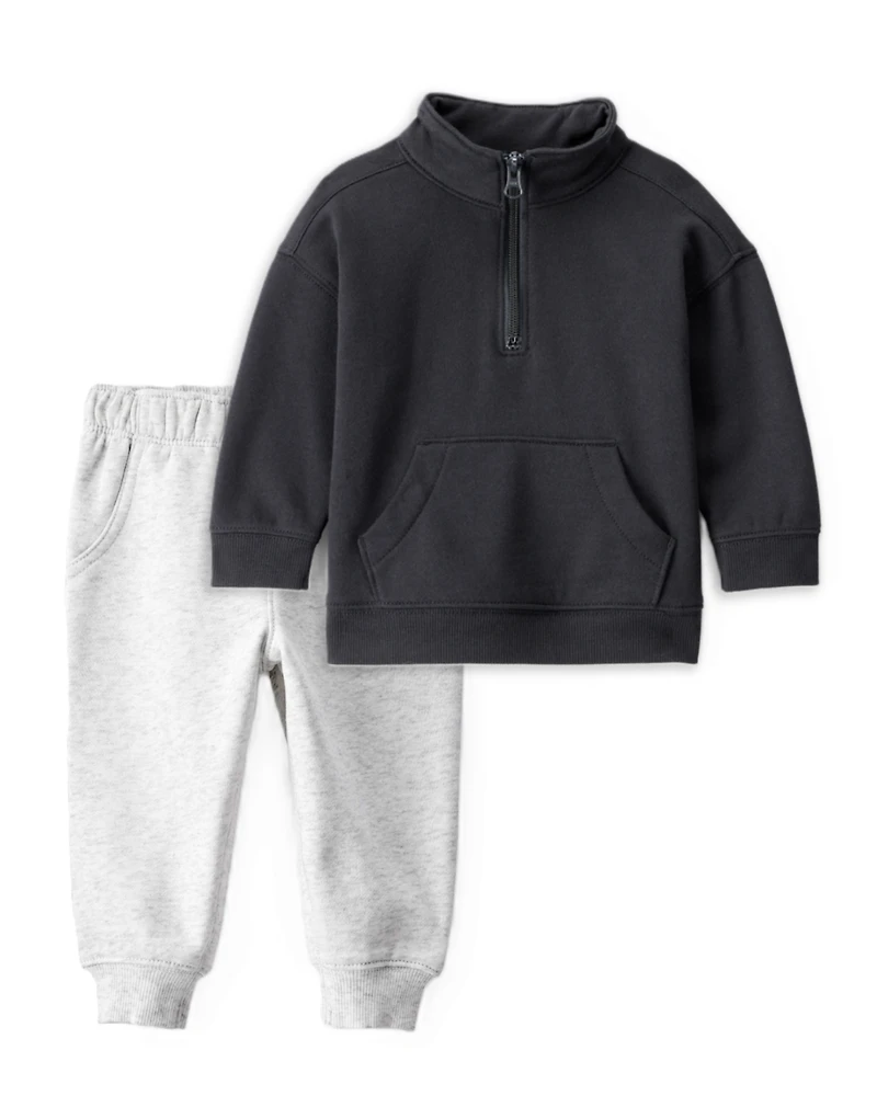 Baby Boy 2-Piece DayDream Fleece Fleece Sweatshirt & Joggers Set - Black/Grey