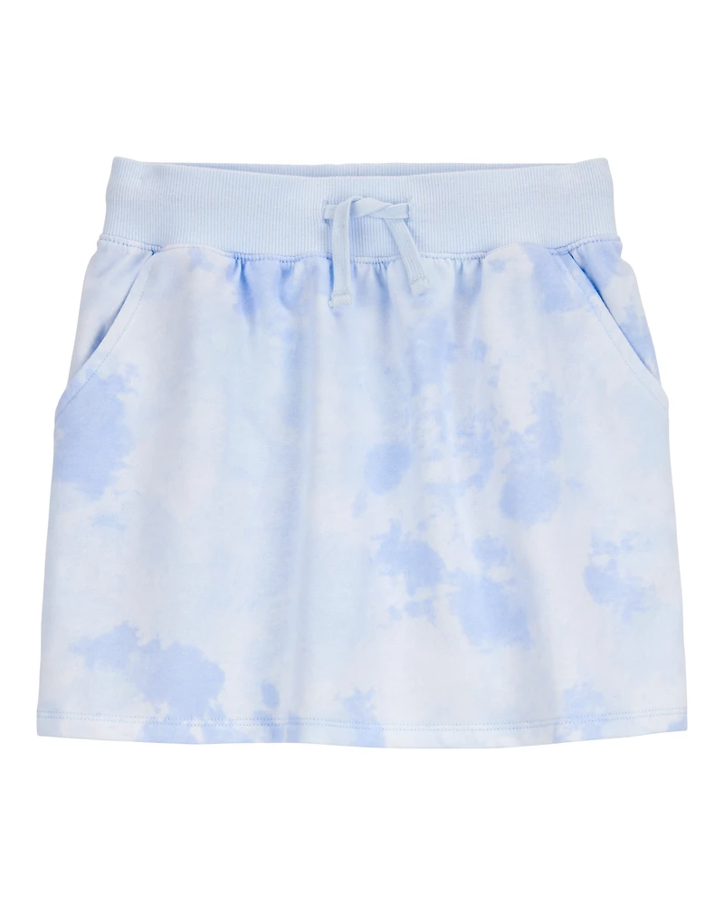 Kid Drawstring Cloud Dye French Terry Skort - Blue