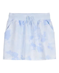 Kid Drawstring Cloud Dye French Terry Skort - Blue