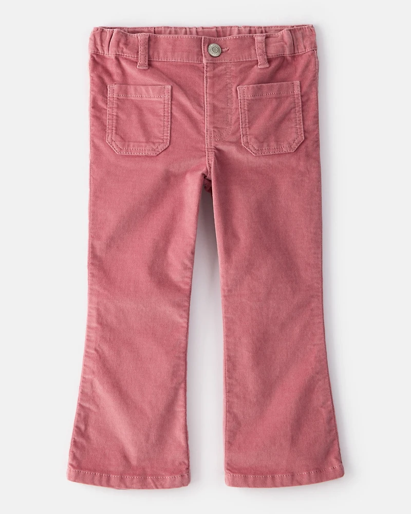 Toddler Girl Velvet Flare Pants - Pink