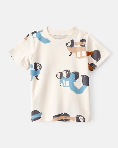 Baby Boy Construction Print Short-Sleeve Tee - Cream