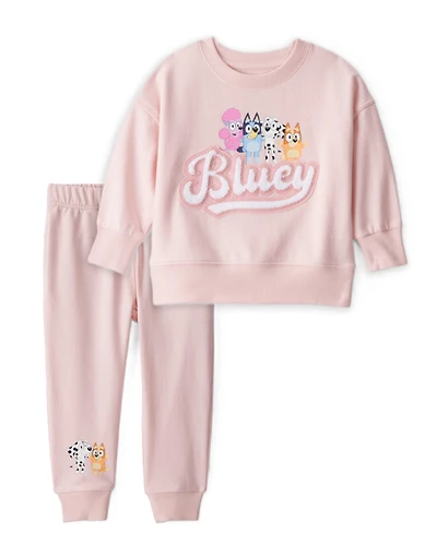 Toddler Girl 2-Piece Bluey French Terry Pullover & Joggers Set - Pink