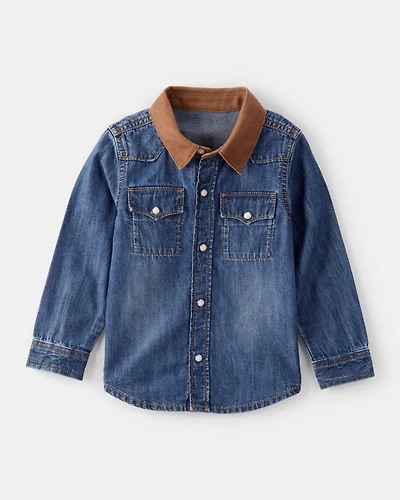 Toddler Boy Western Denim Long-Sleeve Button-Down Shirt - Blue