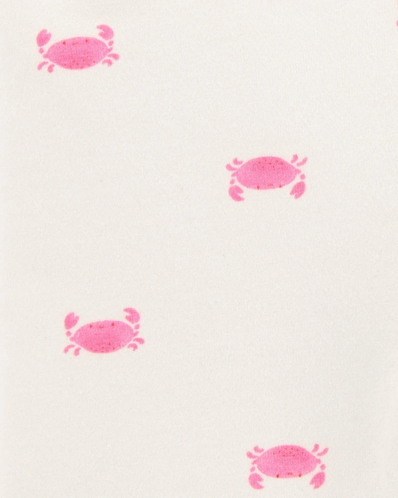 Baby Girl Crab Print Bike Shorts - Ivory