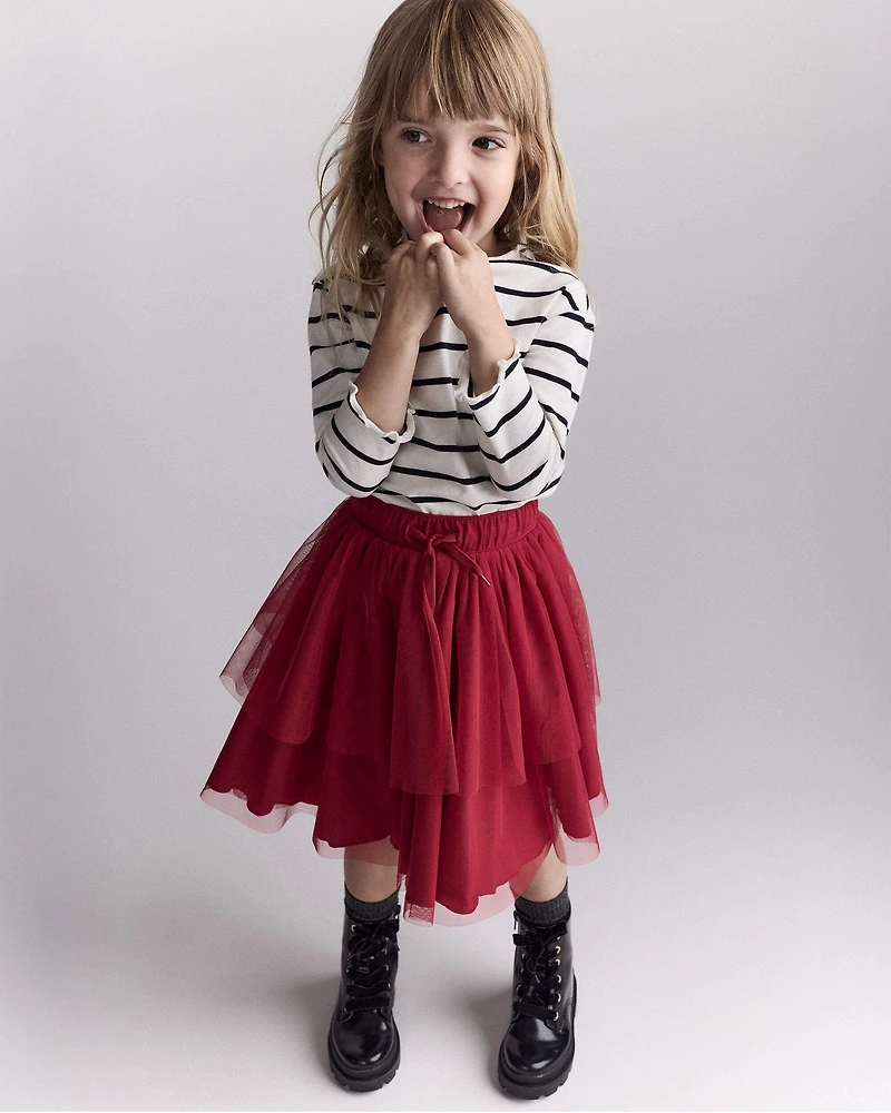 Toddler Girl Striped Mock Neck Long-Sleeve Top - Black/White