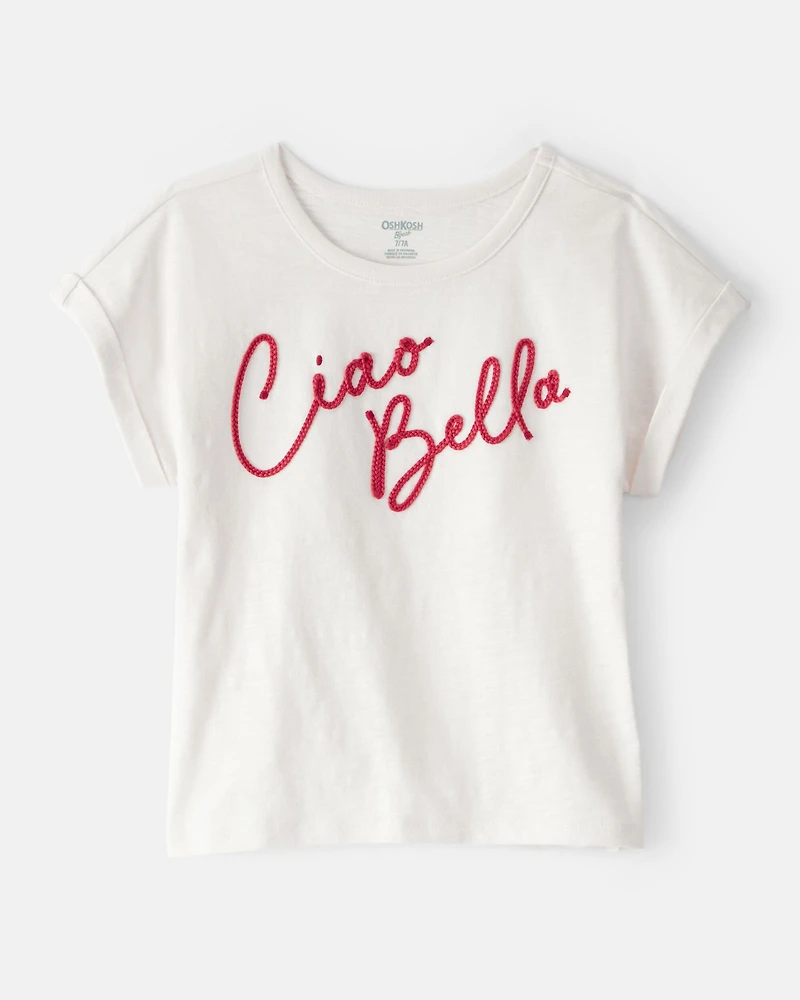Girls Ciao Bella Short-Sleeve Graphic Tee - White