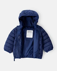 Baby Packable Hooded Puffer Jacket - Navy Blue