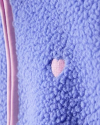 Girls Microfleece Long-Sleeve Zip-Up Jacket - Blue