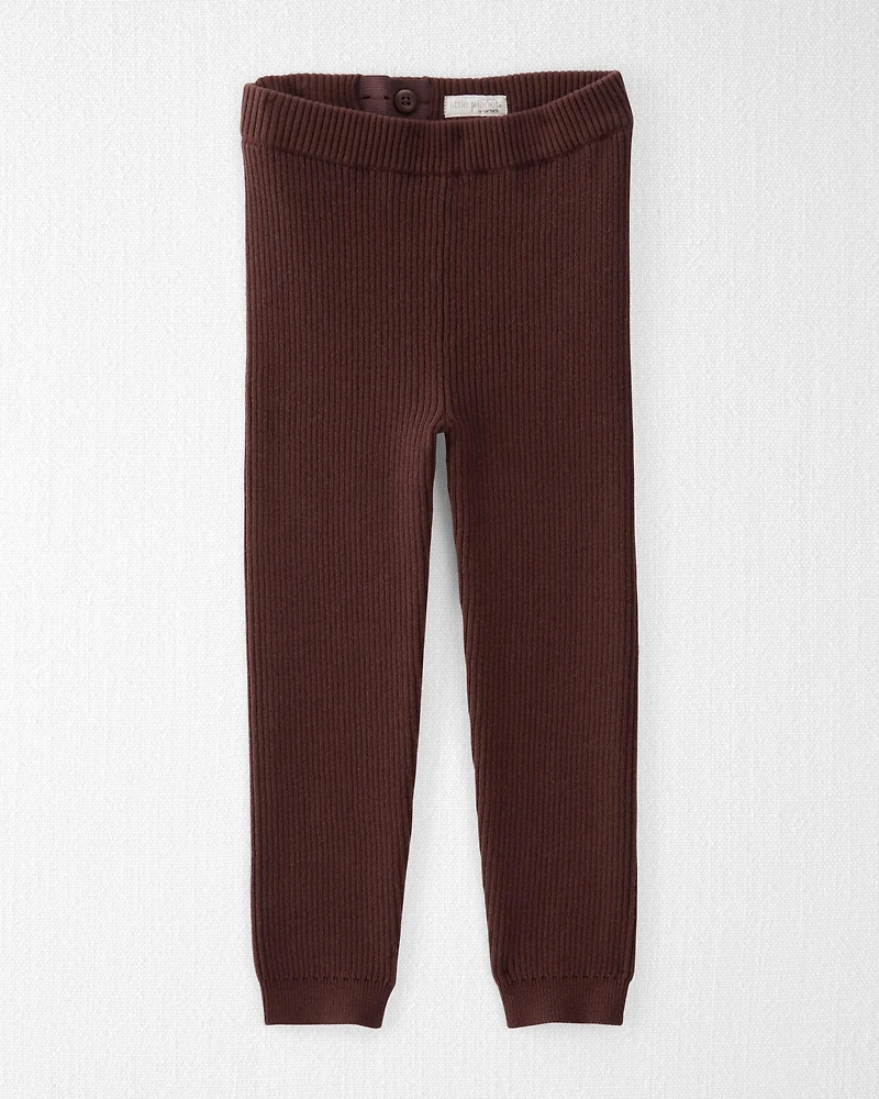 Toddler Organic Cotton Sweater Knit Rib Leggings in Deep Burgundy